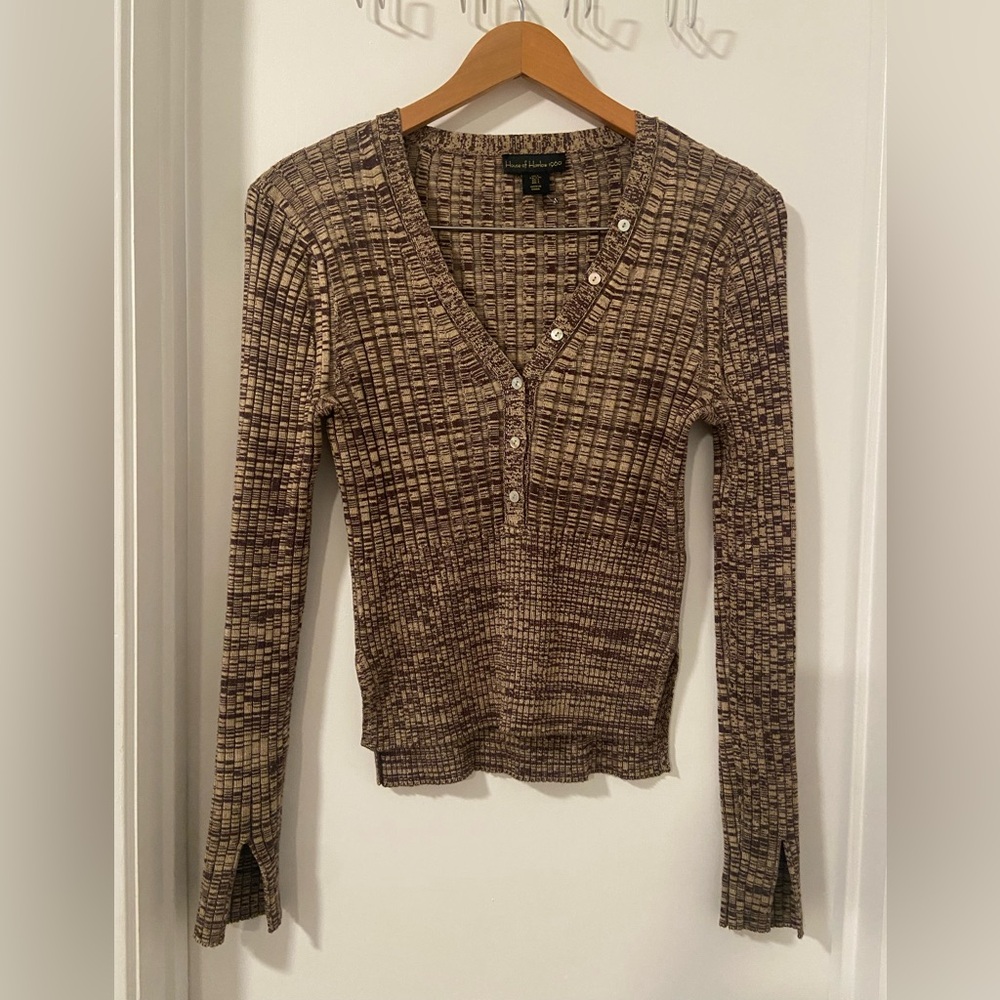 House of Harlow 1960 marble brown size L fitted sweater